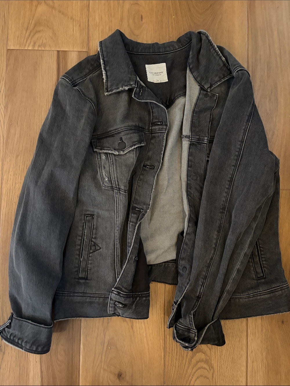 Liverpool Jeans Company Charcoal Gray Denim Trucker Jacket